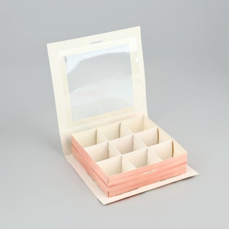 Box for 9 sweets with cells “You are beautiful” 14.5 x 13.5 x 3.5 cm-4