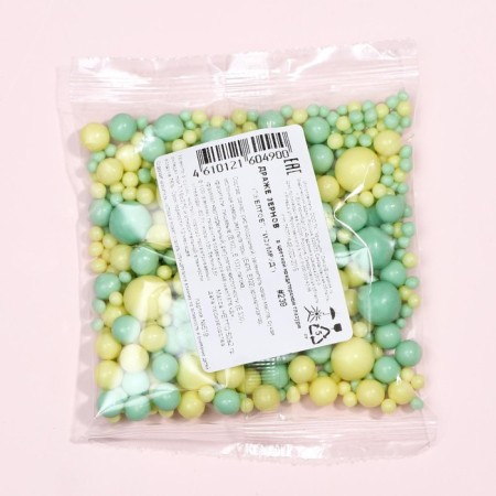 Sprinking confectionery with a soft center, yellow, emerald, 50 g-2