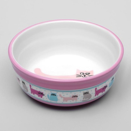 Ceramic "cat Life" bowl 270 ml 12.7 x 5 cm, pink-1