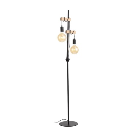 Floor lamp EVOLUCE. SL1142.405.01. Bagetti. 2x60 watts, E27, 24x26x160 cm, black color, light wood