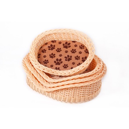 Basket with threshold No. 3, ecorotang, 53 x 37 x 15 cm, light wood, pillow mix