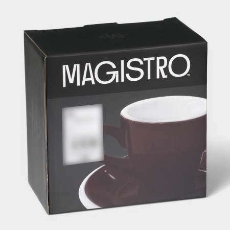 Coffee steam porcelain Magistro Coffee Time, 2 objects: a cup 180 ml, a saucer d = 14.5 cm, brown color-11