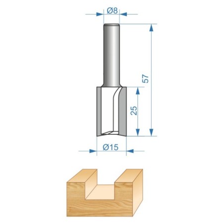 Frases groove Encor Prof 46015, straight, on wood, d = 8 mm, 15 x 25 mm-3