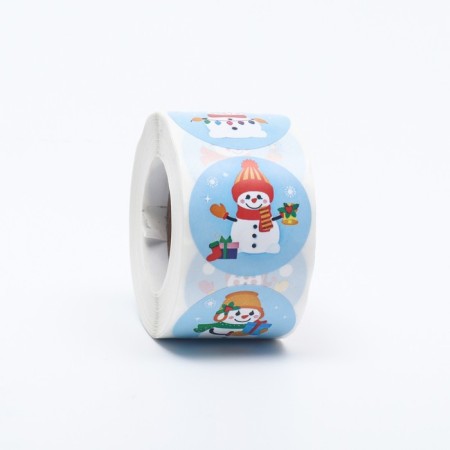 Stickers in the roll "Snowmen", 500 pcs, 3.8 x 3.8 cm-2