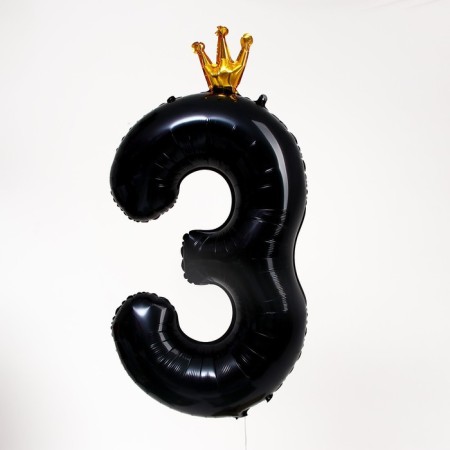 Foil ball 40 "" Number 3 with the crown ", the color is black-1