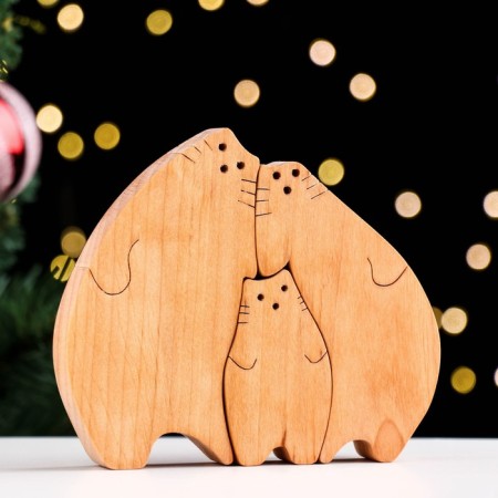 Souvenir-Pazle "Family of Black Cat", 3 pcs, 14x11.5 cm
