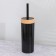 Set for the bathroom, 5 items: a bucket for garbage, a brush with a stand, soap dish, dispenser, glass, black color
