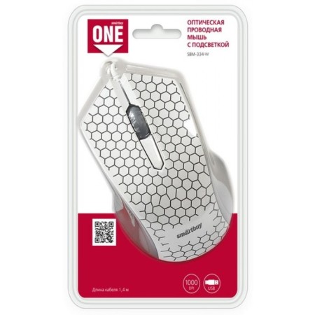 Mouse Smartbuy One 334-W, wired, optical, 1000 dpi, usb, white-3
