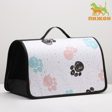 Bag - Frame Animal Carriage, 45 x 25 x 30 cm white with paws