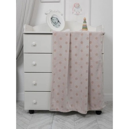Blanket - "peas" bedspread, size 100x118 cm, beige color-1