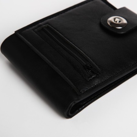 Male purse for magnet, department for bills, for maps, for coins, black color-2