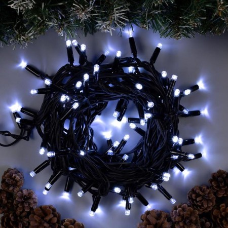 Garland “thread” 10 m, IP65, UMS, dark thread, 100 LED, white glow, 220 V