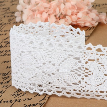 Knitted lace, 60 mm × 15 ± 1 m, white color-3