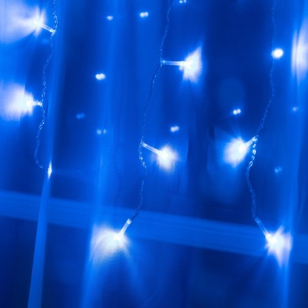 Garland "Curtain" 1.5 × 1 m, IP20, transparent thread, 180 LED, glow blue, 8 modes, 220 V-1