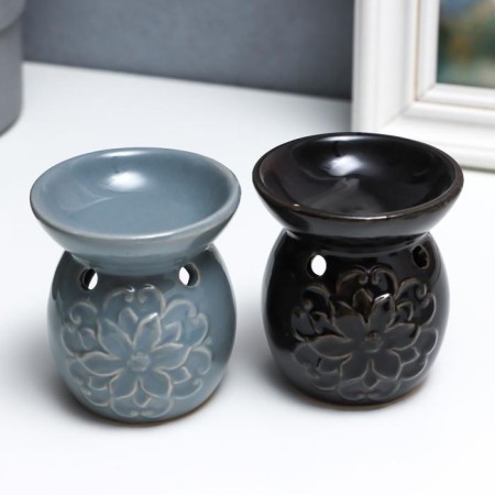 Aroma lamp ceramics "Flower and curls" mix 7.5x7x7 cm-1