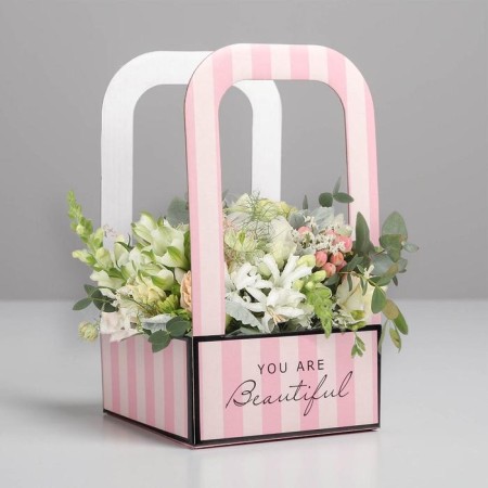 Box-Obel for Flowers "Pink", 12 cm × 12 cm × 22 cm