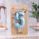Candle in the Cake "Fine", number "5", blue metallic, 6.5 cm