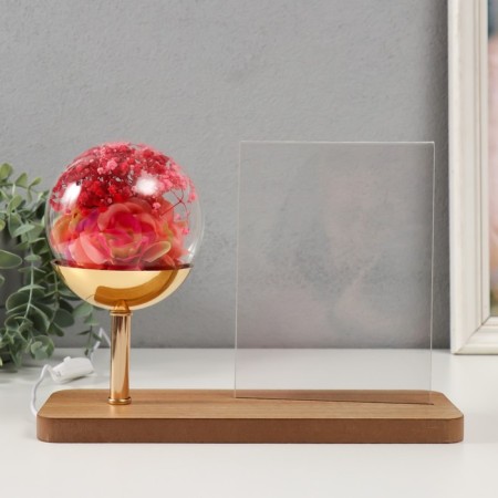 Photo frame wood 9x13 cm with backlight "roses in a ball on the stand" USB 25.8x9.5x18 cm-1
