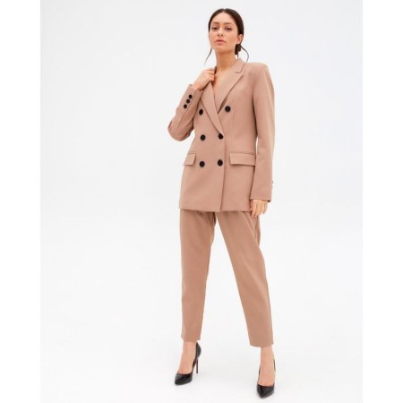 Jacket female double -breasted mist size 50, beige color-5