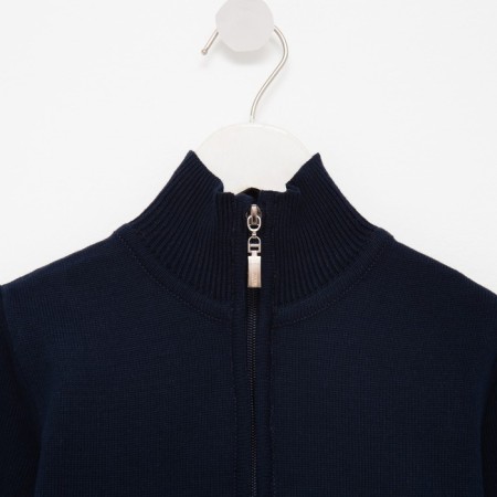 Cardigan for a boy with Minaku lightning is dark blue color, height 98-5