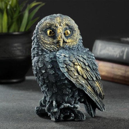 Figure "Owl on the hemp" gray-blue 10x9x14.5cm