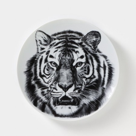 Porcelain plate "Tiger", D = 24 cm, white
