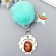 Fluffy on a ring with a carbine, metal "Star with a rainbow" bright blue 12x3.5 cm