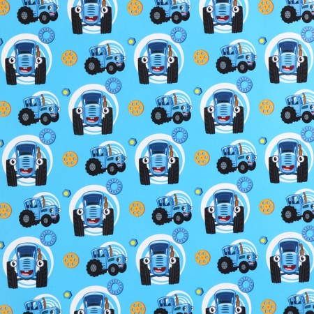 Packaging paper, 70x100 cm, blue tractor-4