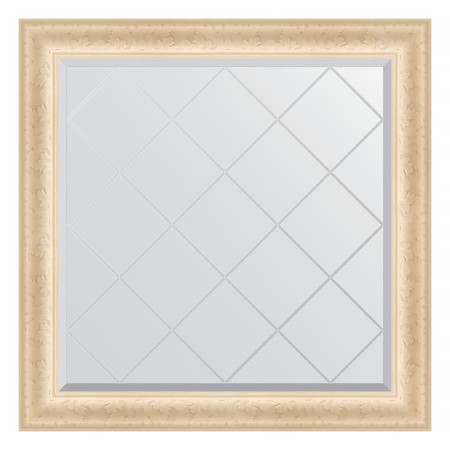 Mirror with engraving in the baguette frame, old gypsum 82 mm, 85x85 cm