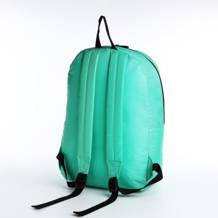 A backpack with a zipper, an outer pocket, the color is turquoise-3