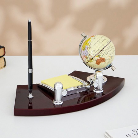 Set of a desktop 4V1 with a business card holder, 18x35 cm, red tree