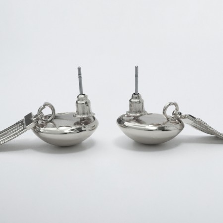 Hanging earrings "Waterfall" 4 threads mini, color silver-2