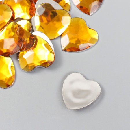 Decor for creativity plastic "Rhinestones heart. Bright yellow" set of 30 pcs 2.5x2.5 cm-1