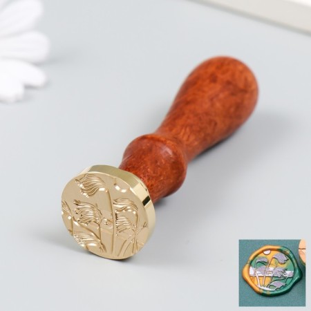 Printing for wax with a wooden handle "Wind in the field" 9x2.5x2.5 cm