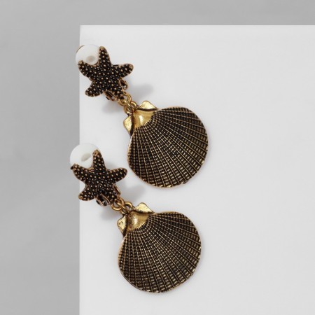 Clips "shells" with sea stars, color black gold-1