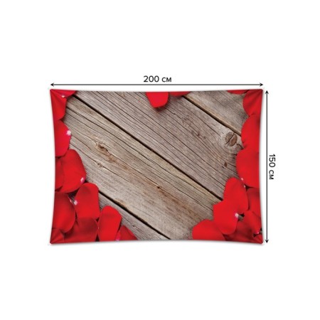 Decorative panel with photo printing "Heart from roses", horizontal, size 150x200 cm-1