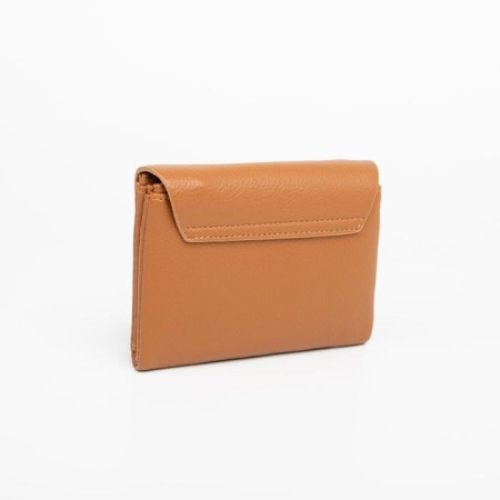 Women's wallet on the button, brown color-1