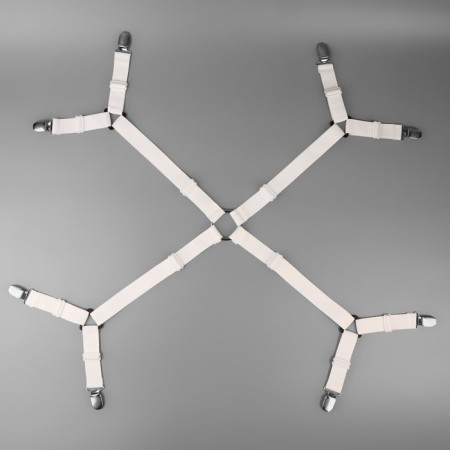 Clamps on the elastic band, with regulators, on 4 angles, 2 × 240 cm, white color-2