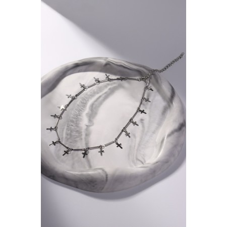 Metallica chocker crosses, silver color, l = 30 cm-1