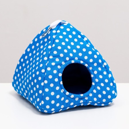 House "Wigwam" for rodents 17*17*17 cm, calico, fleece, foam rubber, blue