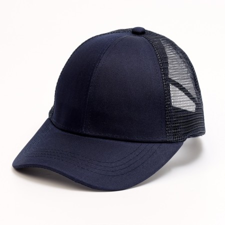 Baby cap for a boy with a grid, dark blue color, rr 54-5
