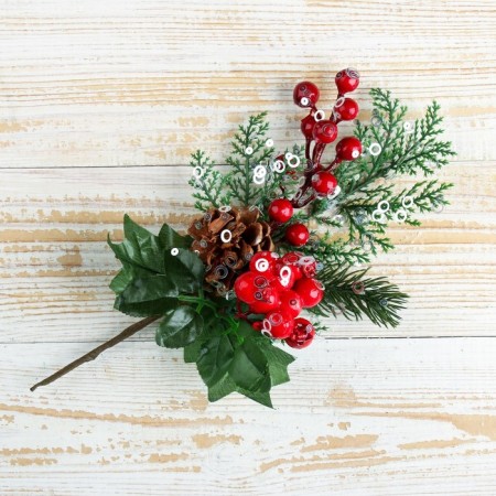 Decor "Winter Magic" bump leaves needles of berry 25 cm-1