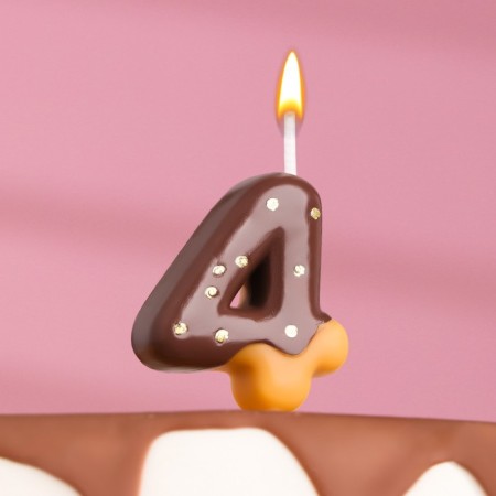 Candle in the cake "Chocolate icing", number "4", 3.8 cm