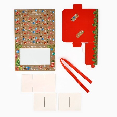 Box for 6 sweets with cells "New Year's attributes" 14.8 x 9.5 x 3.5 cm, New Year-7