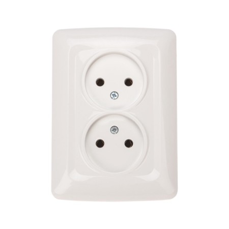 Double socket Kranz ceramics, without grounding, hidden installation, 10a, white KR-78-0219