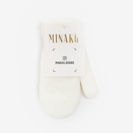 Mittens of two -layer Minaku "plain", col. White, rr 15 (6-8 years)-3