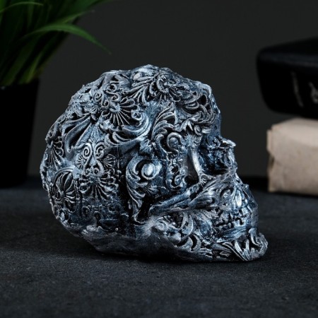 Figure "Skull colored" aged silver, 10x12x8cm-1
