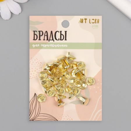 Brads for creativity metal "gold" set 40 pcs 1 cm 15.5x8.8x2 cm-4