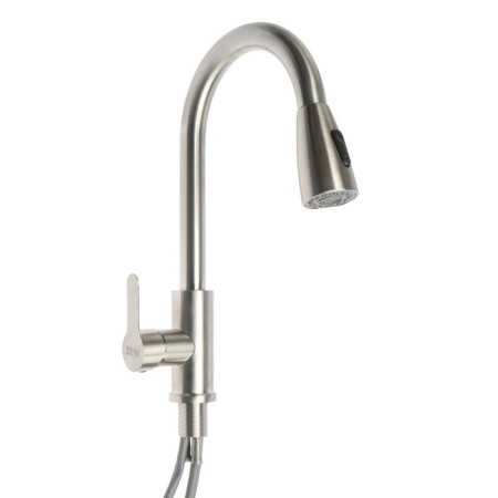 Kitchen mixer Zein Z2940, sliding spill, 2 modes, cartridge 35 mm, stainless steel, satin-4