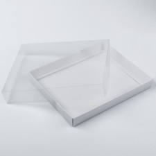 Box with a transparent lid white, 26 x 21x 4 cm
